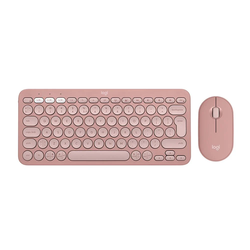Logitech Pebble 2 Combo Multi-Silent Wireless Keyboard and Mouse Set, Pink