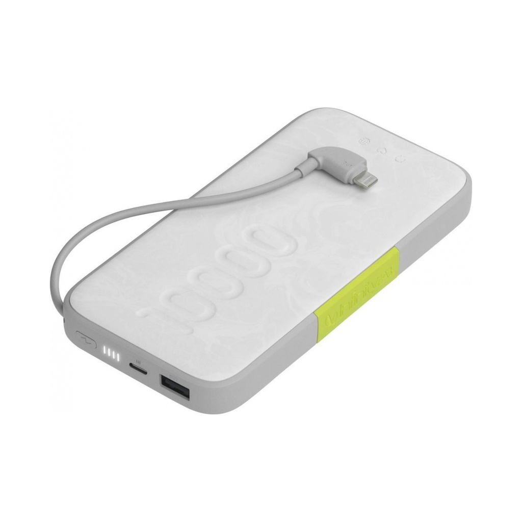 InfinityLab InstantGo Lightning 10000 mAh Fast Charging Wireless Powerbank, White