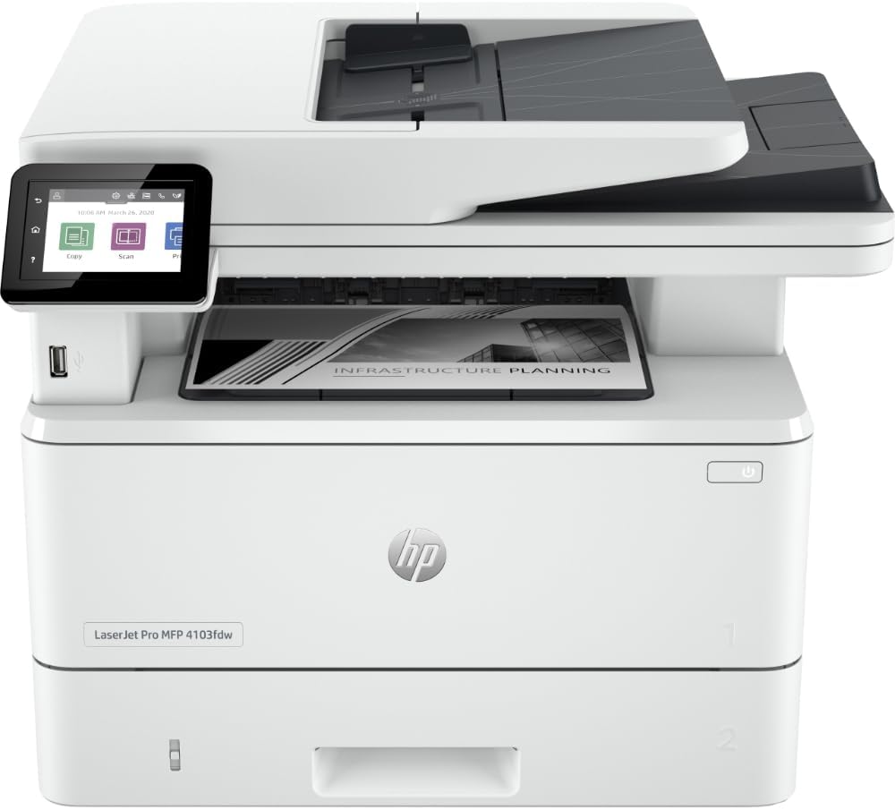 HP LaserJet Pro 4103FDW 2Z629A Wi-Fi, Scanner, Copier, Fax Multifunction Laser Printer