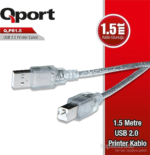 Qport Q-PR1.5 1.5 m USB 2.0 Yazıcı Kablosu