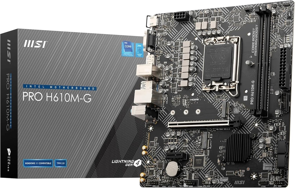 MSI Pro H610M-G Intel LGA1700 DDR5 5600MHz Micro ATX Motherboard