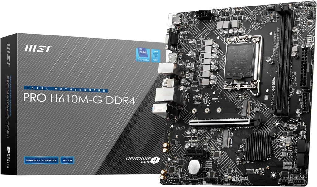 MSI Pro H610M-G DDR4 1700 3200(OC) PCI-E Gen 4 M.2 1G Lan mATX Motherboard