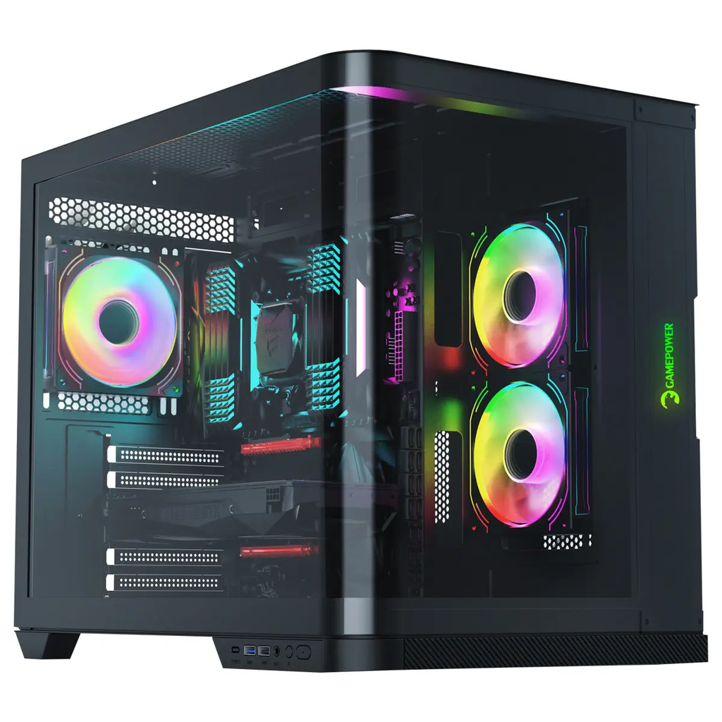 GamePower Warcry Vertex 3xARGB Kavisli Temper Cam 750W +80 Type-C ATX Gaming Kasa