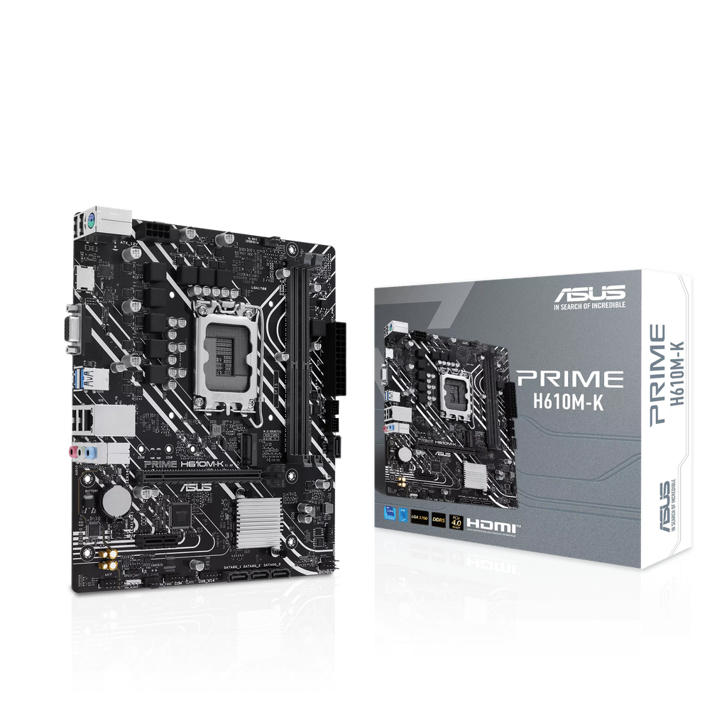 Asus Prime H610M-K DDR5 Intel 1700P 5600 HDMI VGA M2 USB3.2 mATX Motherboard