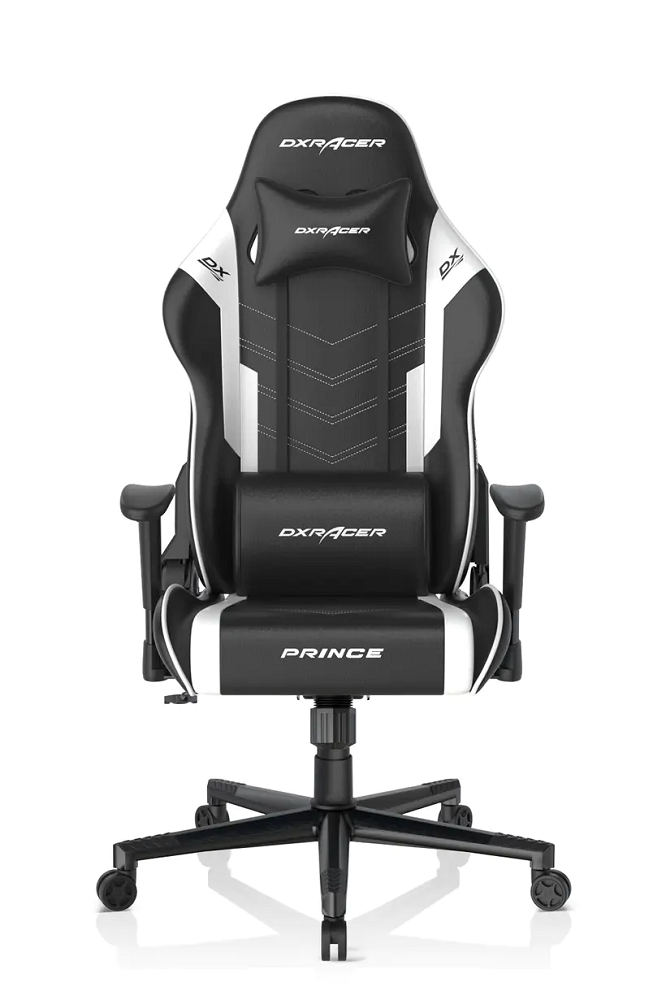 DXRacer P132 Prince Serisi Yumuşak Yüzeyli 1D Kolçaklar 130 Kg Oyuncu Koltuğu, Siyah/Beyaz
