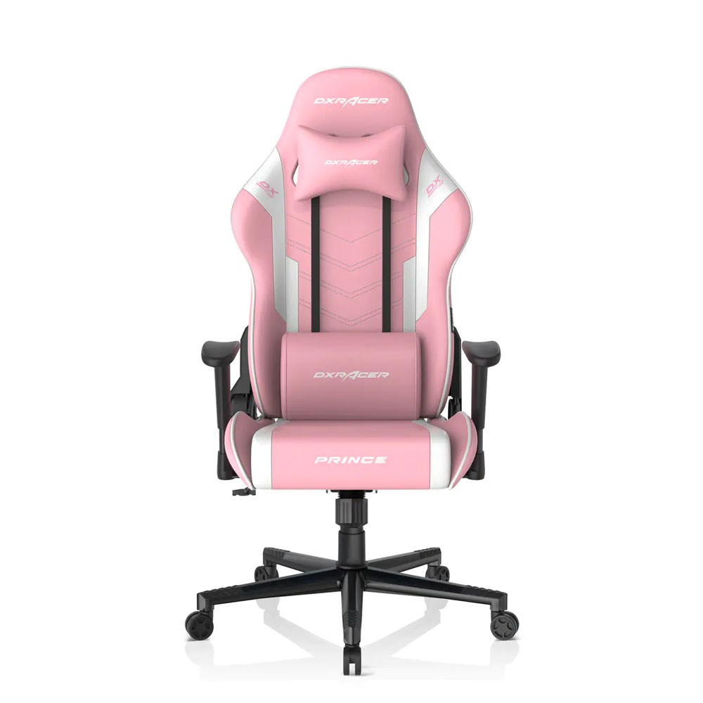 DXRacer P132 Prince Serisi Yumuşak Yüzeyli 1D Kolçaklar 130 Kg Oyuncu Koltuğu, Pembe/Beyaz