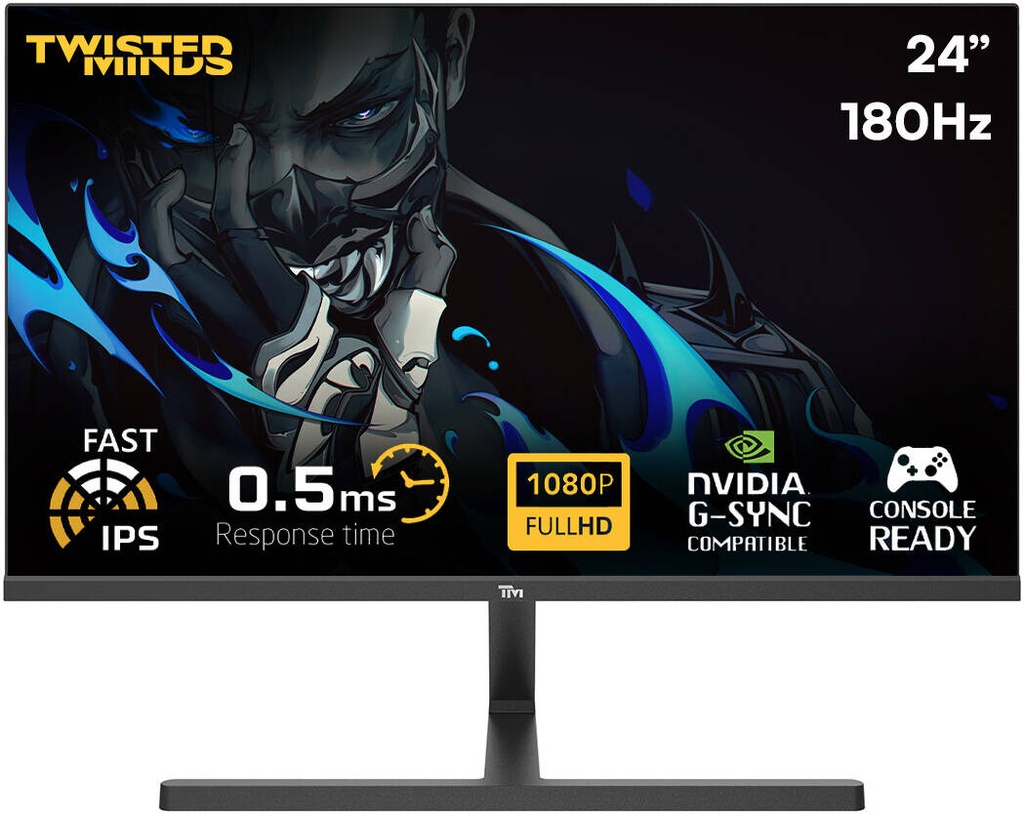Twisted Minds Blaze Series 24" FHD 180HZ 0.5MS Fast IPS HDMI 2.1 Gaming Monitor, Black