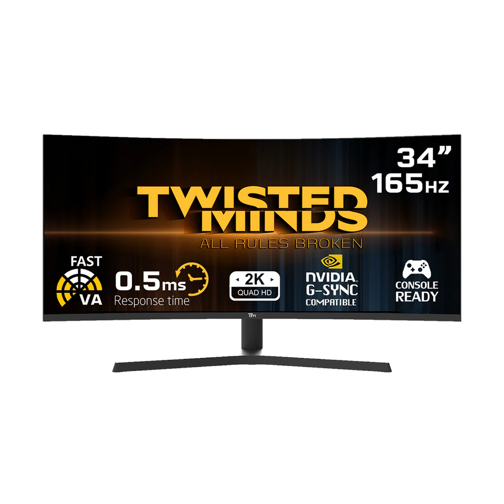 Twisted Minds Ultra Wide Curved 34" WQHD, 2K, 165HZ, 0.5MS ,VA Performance Gaming Monitor