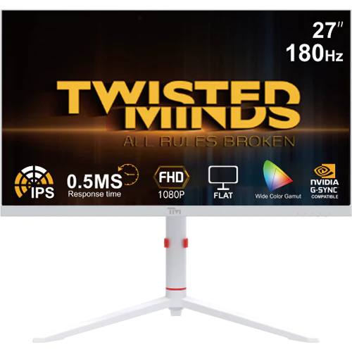 Twisted Minds Frost Series 27" FHD 180HZ 0.5MS Fast IPS HDMI 2.1 Gaming Monitor, White