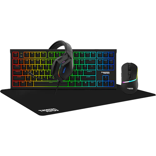 Twisted Minds TM-HORIZON-X 4-in-1 Gaming Bundle, RGB Headset, Multimedia Keyboard, Mouse Pad