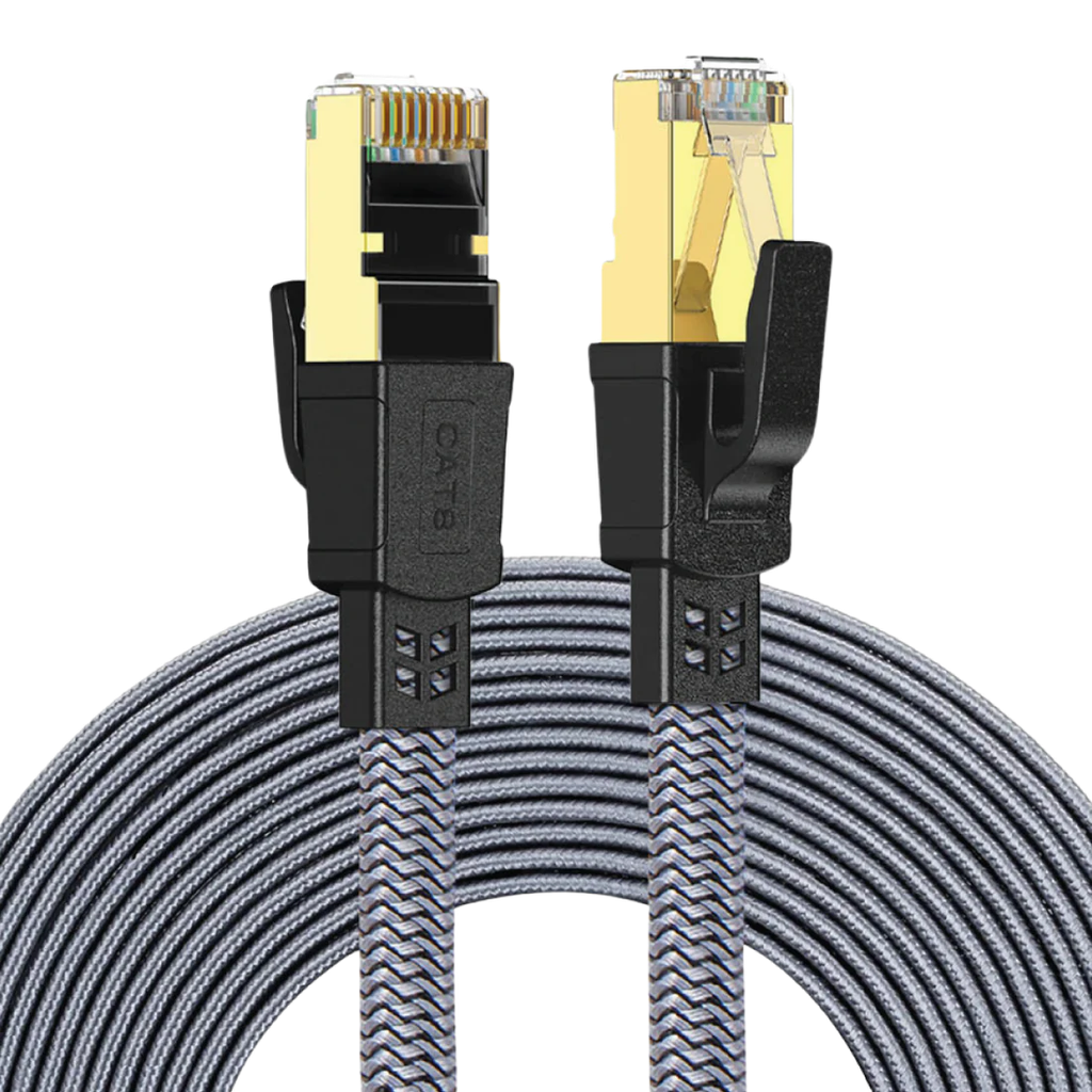 Twisted Minds CAT8 FTP Flat Braided Network Cable, Transmission Speed ??40GBPS, 2000MHZ, 20M