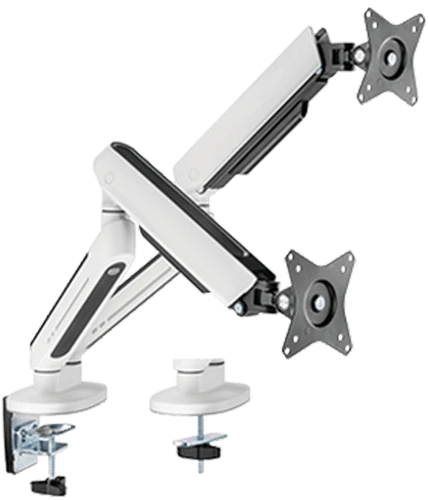 Twisted Minds TM-54-C012-W Dual Premium Monitor Arm RGB, C-Clamp, Grommet, Cable Management, White