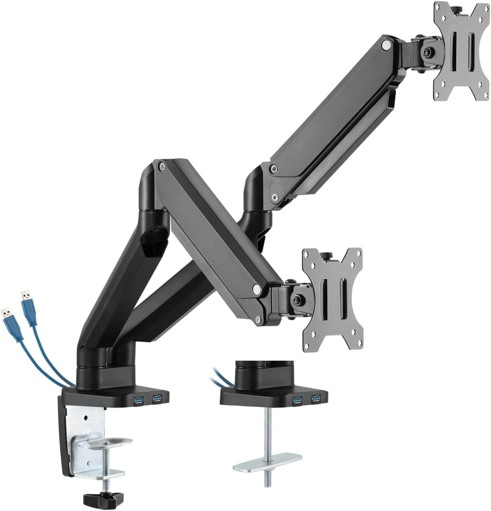 Twisted Minds TM-26-C012U Dual Monitor Aluminum Slim Mechanical Spring USB Monitor Arm