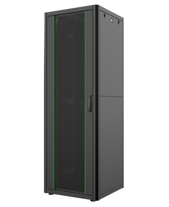 Mirsan 26U 19" 600x600mm Dikili Tip Server Kabinet Paketi, Tekerlek, Üçlü Sabit Raf, Dörtlü Soğutma Fanı ve Anahtarlı Priz