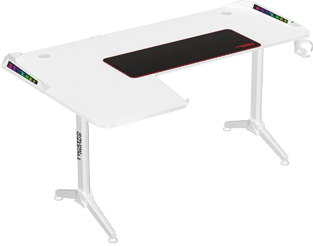 Twisted Minds TM-Y-LW-RGB Warrior L Shaped Gaming Desk RGB Left, White
