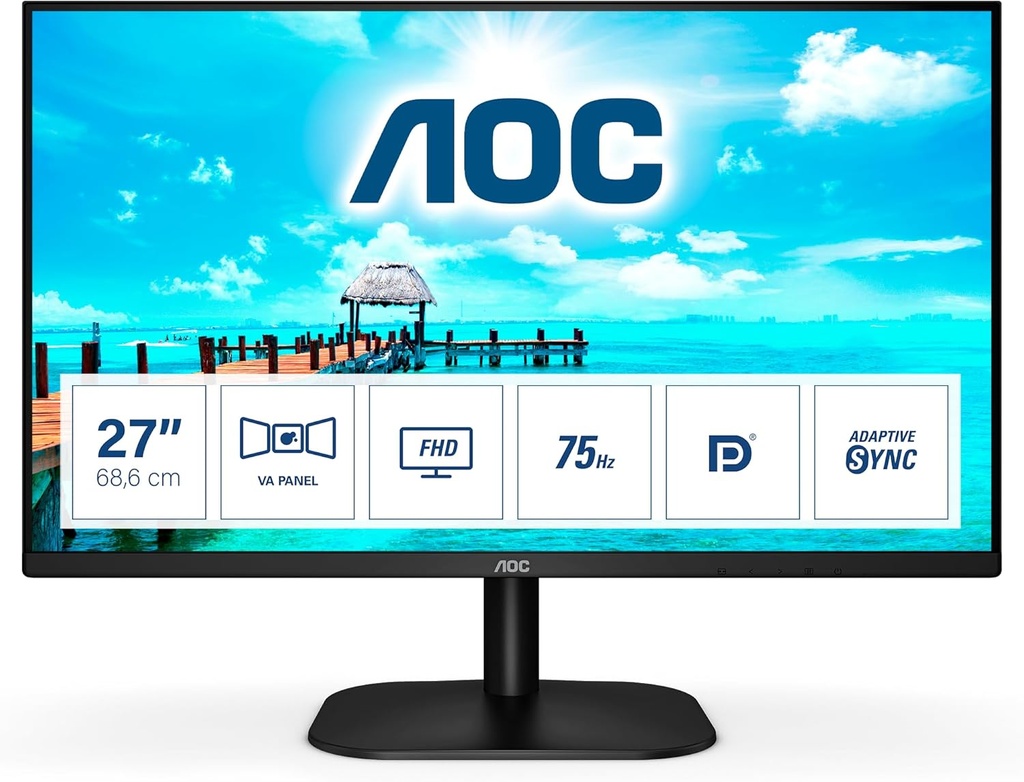 AOC 27B2QAM 27" 4 ms Full HD 75Hz, DP, HDMI, VGA, Hoparlör, Vesa Monitör