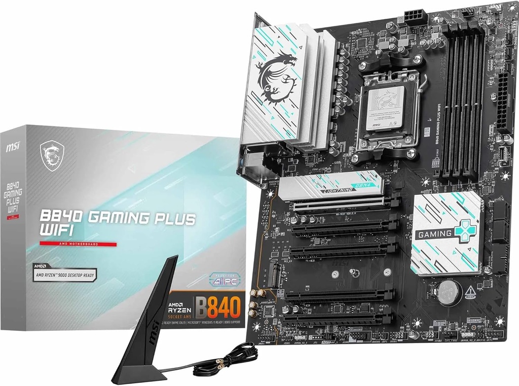 MSI B840 Gaming Plus Wi-Fi AMD AM5 DDR5 HDMI 2x M.2 USB 10Gbs 2.5G LAN ATX Motherboard
