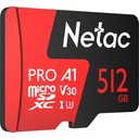 Netac 512GB P500 Extreme Pro V30/A1/C10 microSDXC Hafıza Kartı SD Adaptörlü
