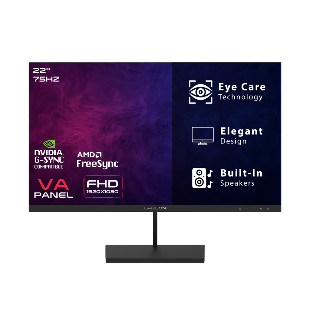 GameOn GB22F75 Basic Series 21.45" FHD, 75Hz, 5ms, VA Panel Gaming Monitor, Black