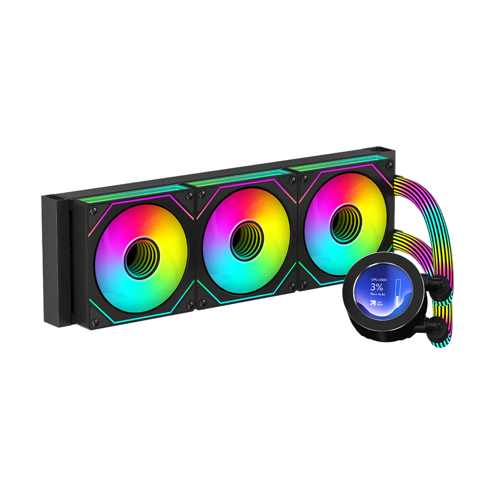 GameOn Kraken N360 360mm 1800 RPM, LCD Ekran Sıvı CPU Soğutucu, Siyah