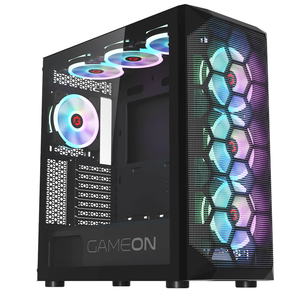GameOn GO-EMPERORI-M Emperor Midnight I Series Mid Tower Gaming Case, Black