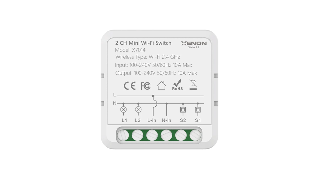 Xenon Smart X7014 Dual Output Wi-Fi Smart Relay Channel Switch Smart Switch Module