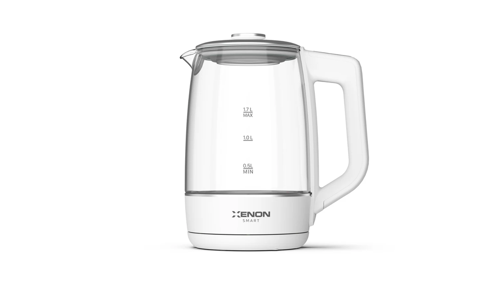 Xenon Smart X7103_M0 1.7 Liter Wi-Fi 2200W App Controlled Assistant Support Steel Smart Glass Kettle, White