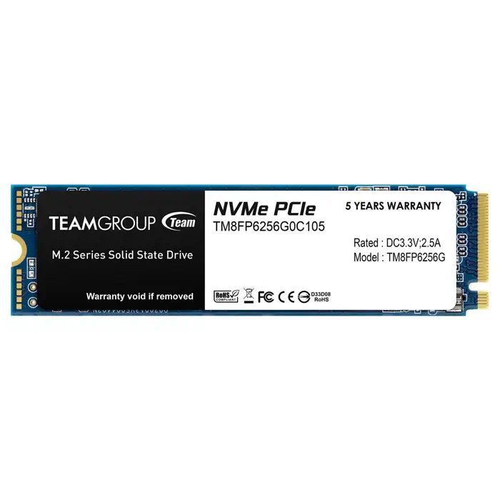 Team MP33 TM8FP6256G0C101 256GB 1600/1000MB/s NVMe PCIe Gen3x4 M.2 SSD Disk