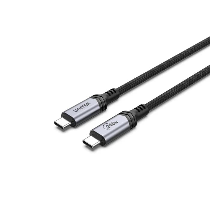 Unitek C14110GY-2M Type-C to Type-C (240W) 2Mt Hızlı Şarj Kablosu E-Marker Macbook & Ipad Pro