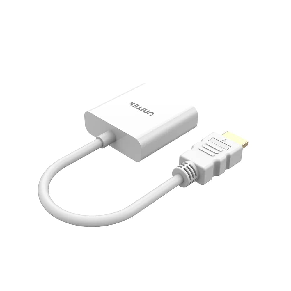 Unitek Y-6333C01 HDMI to VGA/3.5MM Ses Destekli Beyaz Dönüştürücü Kablo