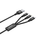 Unitek C14049BK USB-A to 3in1 Fast Charge Support 2.4A 1.2Mt Multi Charging Cable E-Marker