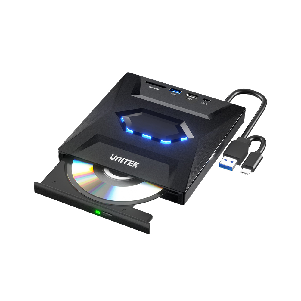 Unitek T1037A01 Harici DVD-RW Type-C/A+5in1 Yerleştirme İstasyonu