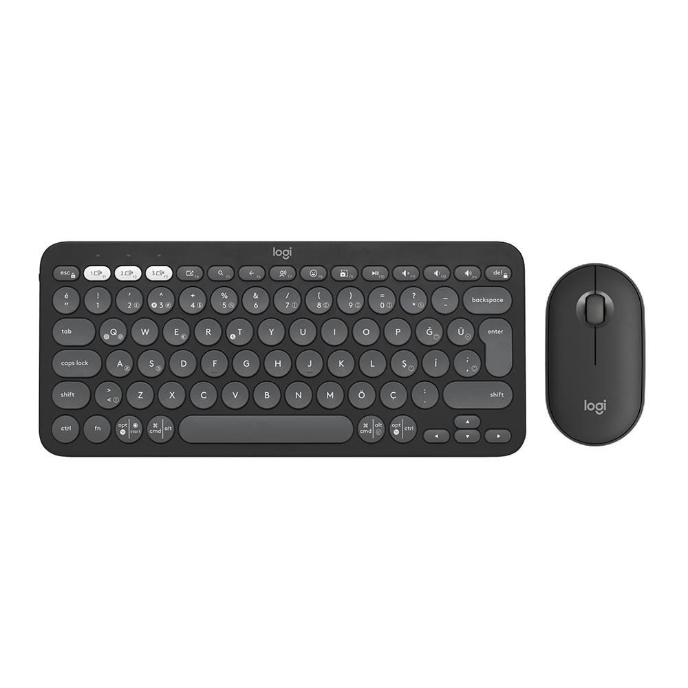 Logitech 920-012245 Pebble 2 Combo TKL Kablosuz Klavye Mouse Seti, Siyah