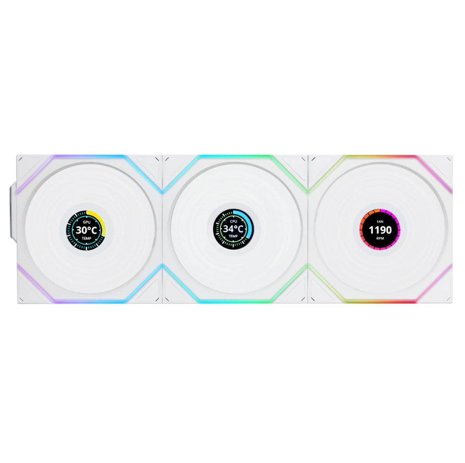 Lian Li G99.12TLLCD1W3W.00 Uni Fan TL Wireless LCD 3x120mm Case Fan, White