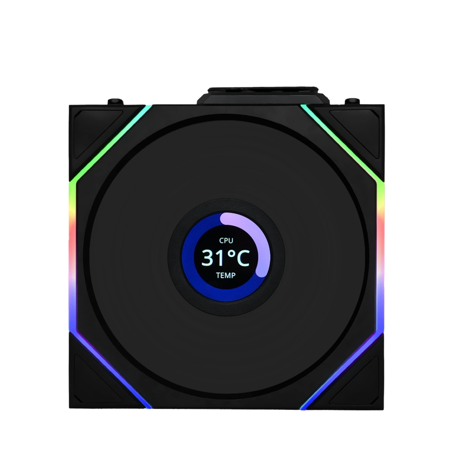 Lian Li Reverse G99.12RTLLCD1W1B.00 Uni Fan LCD TL Wireless 1x120mm Case Fan, Black