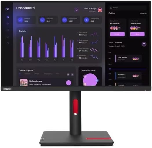 Lenovo T24i-30 63CFMATXTK 23.8" 4Ms 60Hz HDMI+DP+VGA IPS FHD Vesa Pivot Monitor