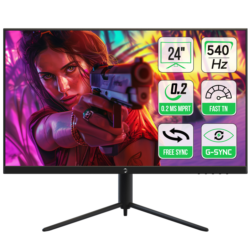 GamePower Lucid S20 24" 540Hz 0.2MS Flat E-Sports Fast TN Pivot RGB Oyuncu Monitörü