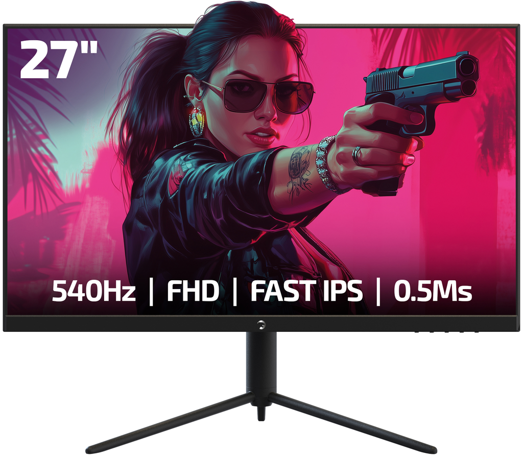 GamePower Lucid S60 27" 0.5ms 540Hz Flat Fast IPS FHD RGB Pivot Speaker Gaming Monitor