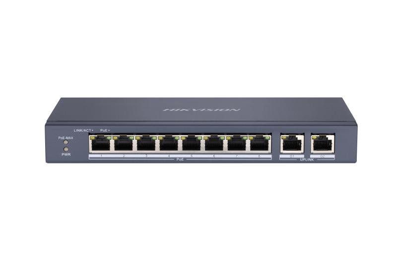 [DS-3E0310P-E/M] Hikvision DS-3E0310P-E/M 8 Port Poe 2x Gigabit Uplink 60watt Yönetilemez Poe Switch