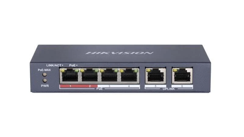 Hikvision DS-3E0106P-E/M 4 Port Poe 2x Rj45 Uplink 10/100 Mbps Unmanaged PoE Switch