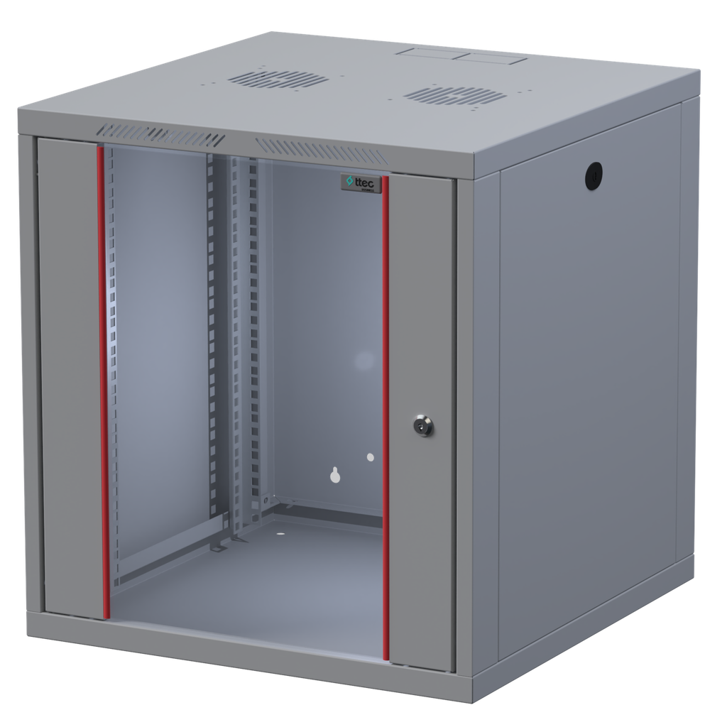 [12U-560/SET] Ttec Business 12U 560 Wall Mount Rack Cabinet Set (Dual Fan Module, Fixed Shelf, Fused Socket )