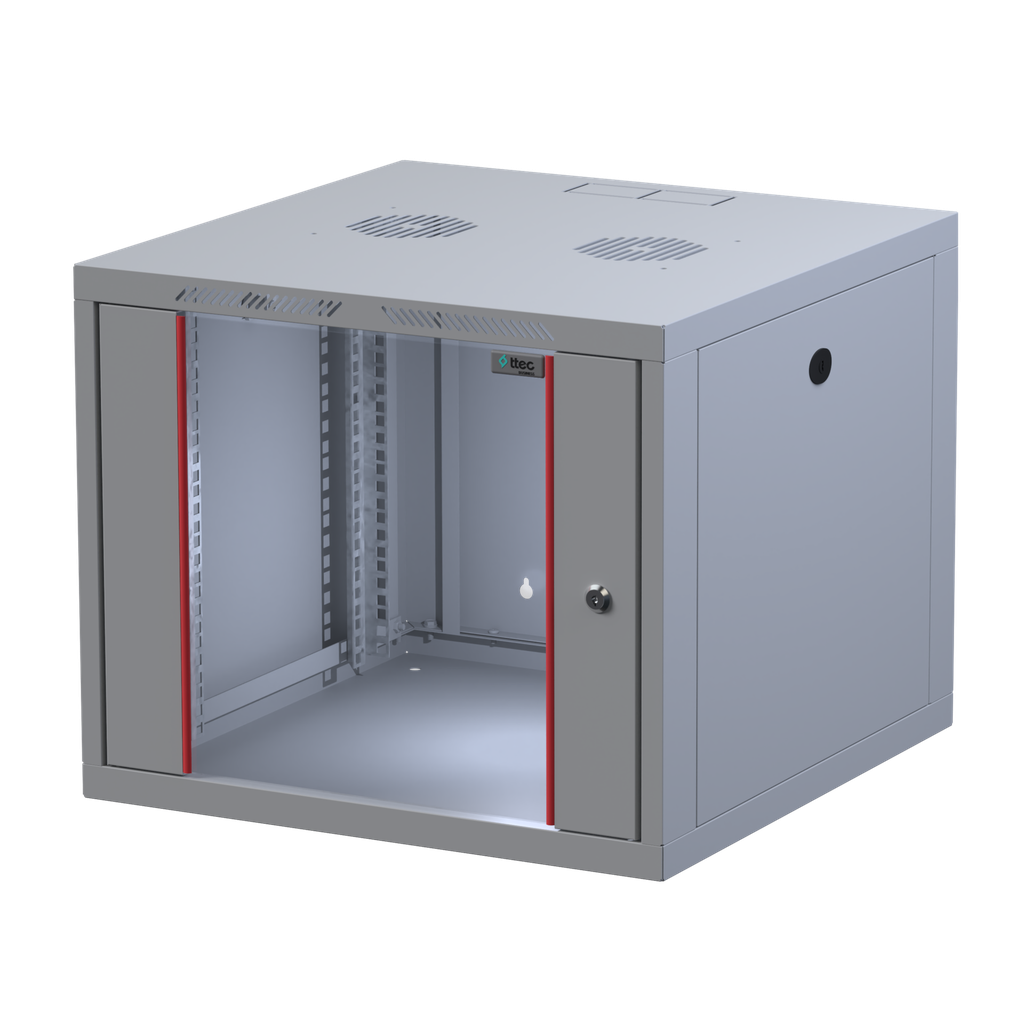 [9U-560/SET] Ttec Business 9U 560 Duvar Tipi Rack Kabinet Seti, İkili Fan Modülü, Sabit Raf, Sigortalı Priz