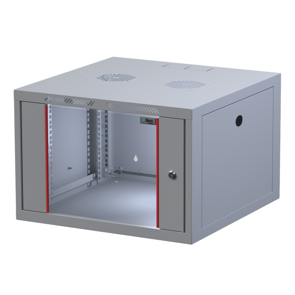 [7U-560/SET] Ttec Business 7U 560 Duvar Tipi Rack Kabinet Seti İkili Fan Modülü, Sabit Raf, Sigortalı Priz