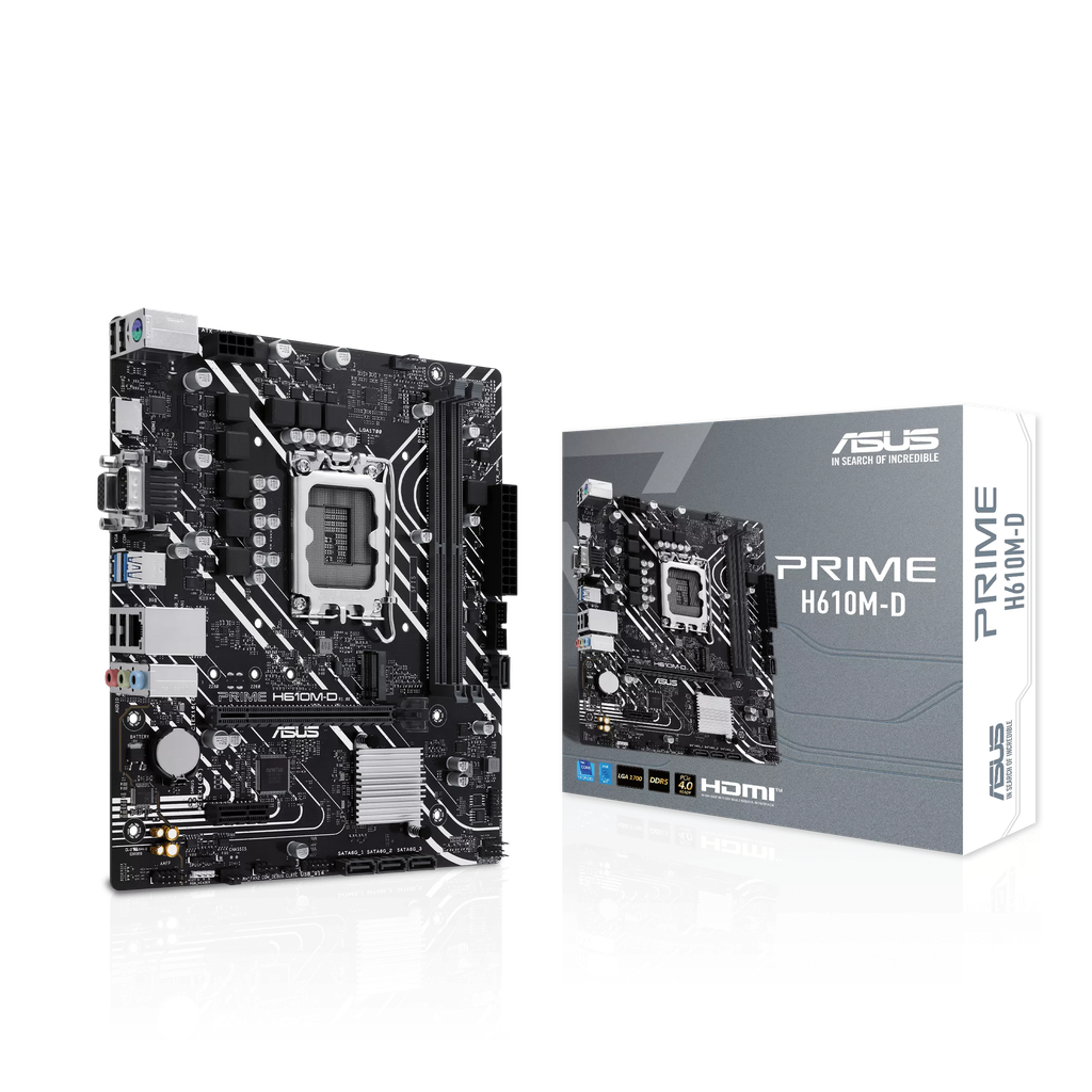 [90MB1G80-M0EAY0] Asus Prime H610M-D Intel LGA1700 DDR5 5600 HDMI VGA M2 Micro ATX Anakart