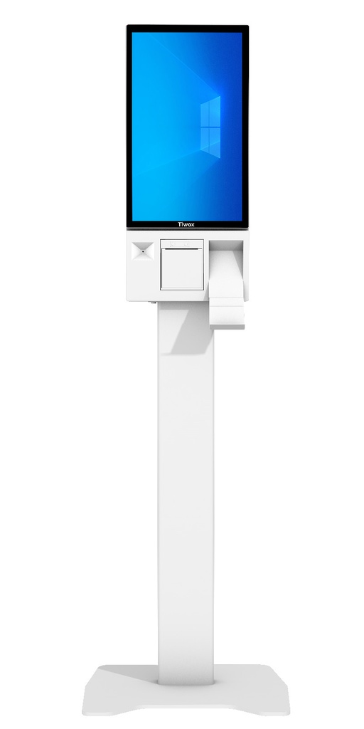 Tiwox 21.5" K-2150W Core i7 5th Generation 16GB Ram 256GB SSD 2D Reader Barcode Printer Kiosk, White