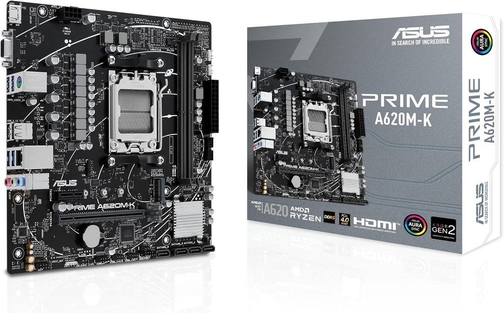 ASUS Prime A620M-K AMD A620 AM5 Socket DDR5 6400(OC)MHz mATX Motherboard