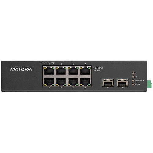 Hikvision DS-3T0510HP-E/HS 8 Portlu Gigabit PoE+ Uyumlu Yönetilmeyen Endüstriyel Switch