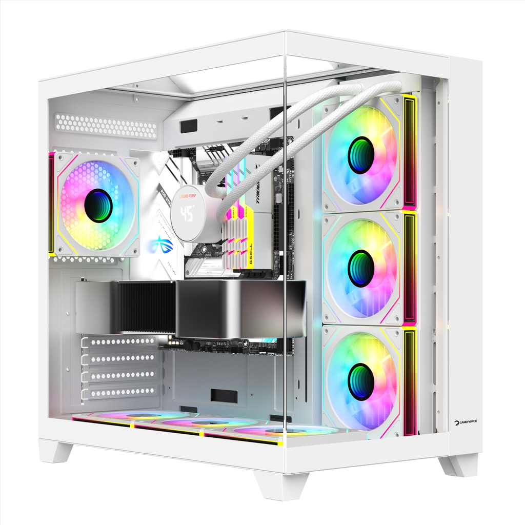 GamePower Warcry TopGlass 750W 4xARGB Temperli Cam ATX Gaming Kasa, Beyaz