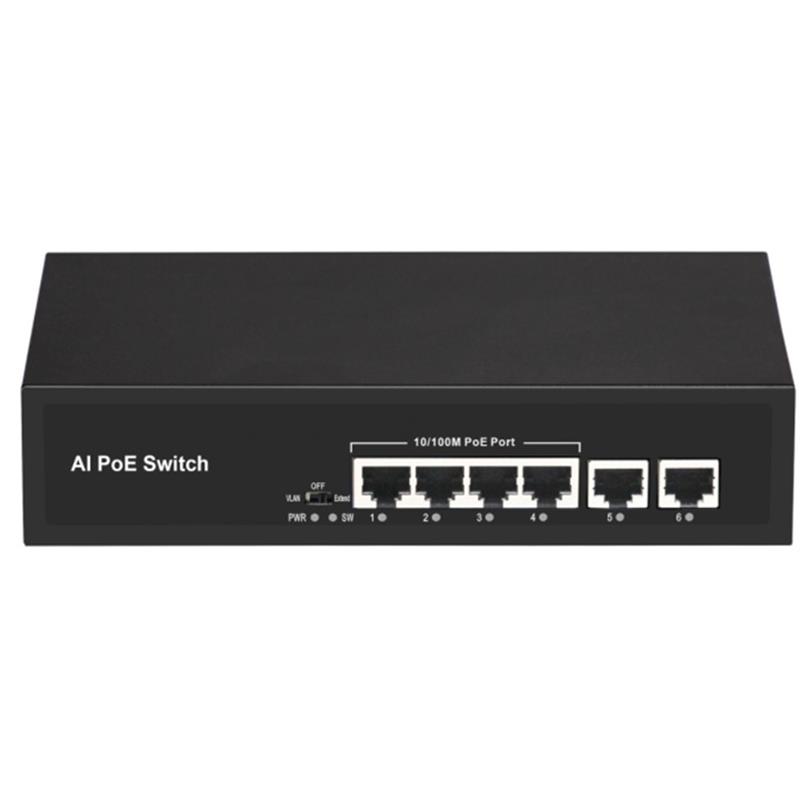 Uranium POE-4020-55W 4 Port 10/100 2 Port 10/100 RJ45 Uplink POE Switch