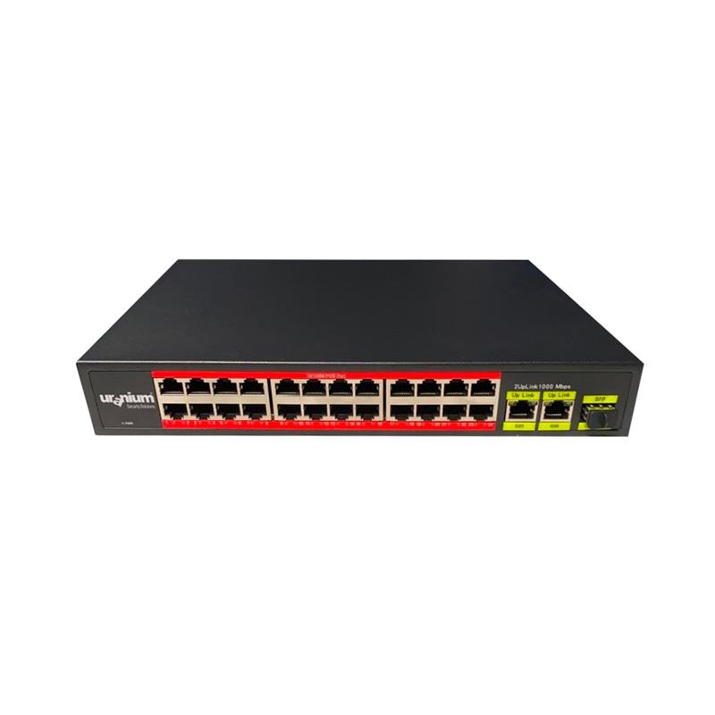 Uranium POE-2421SFP-300W 24x10/100 2x Gigabit Uplink +1XSFP 24 Port PoE Switch